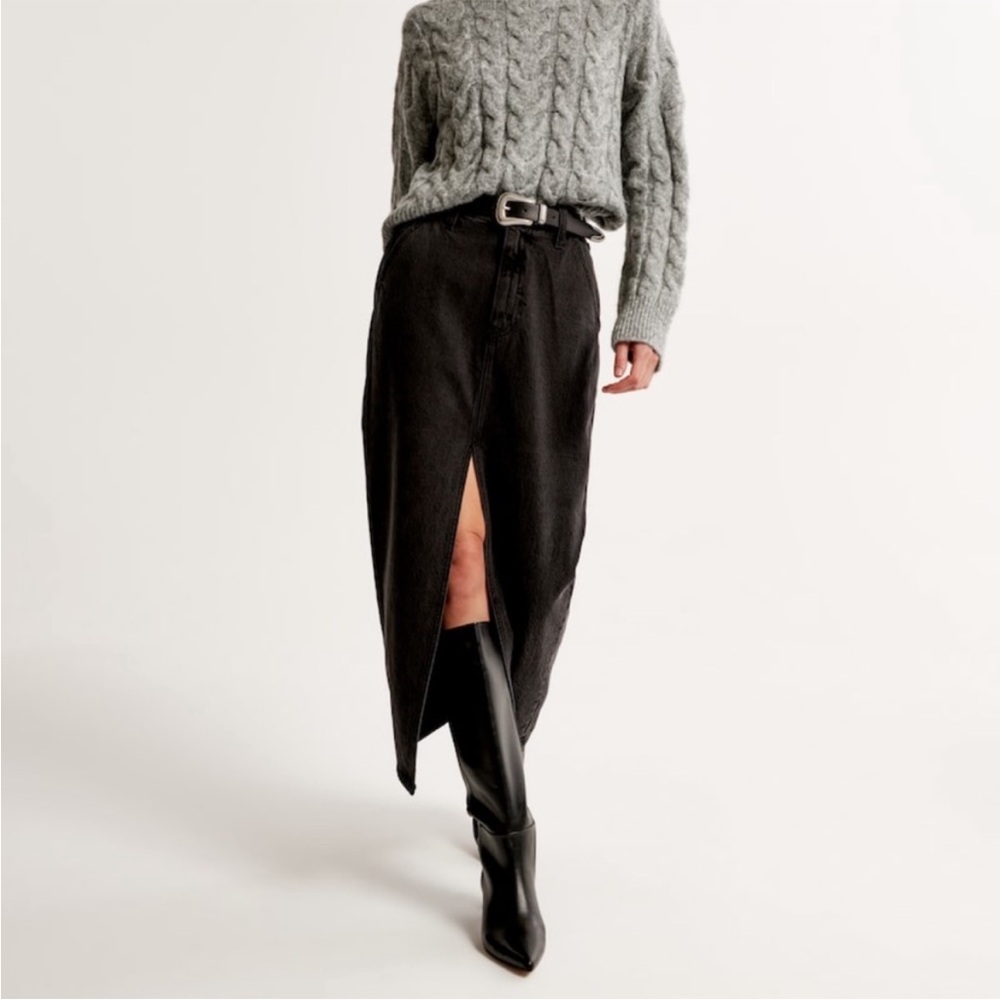 Abercrombie Cable Wedge Crew Sweater Grey Size Small
